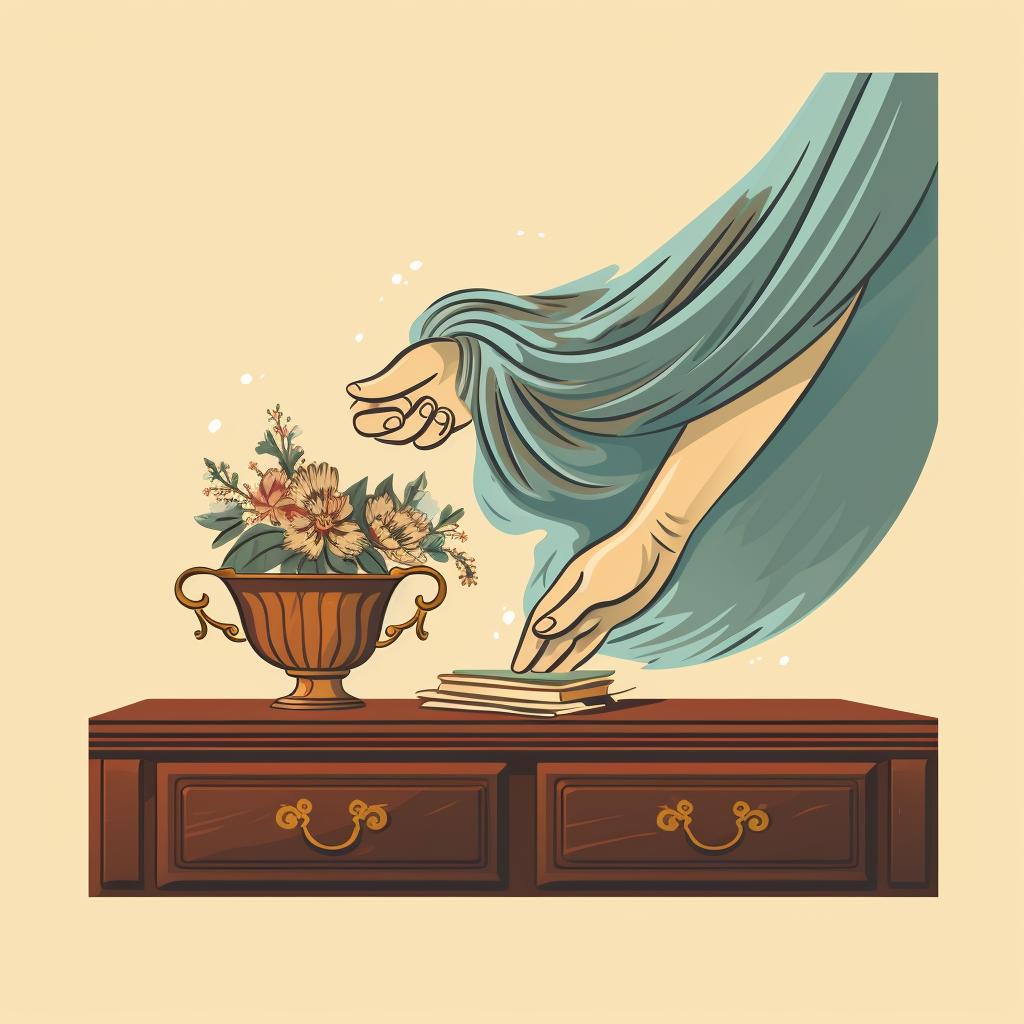 A hand gently dusting an antique with a soft cloth