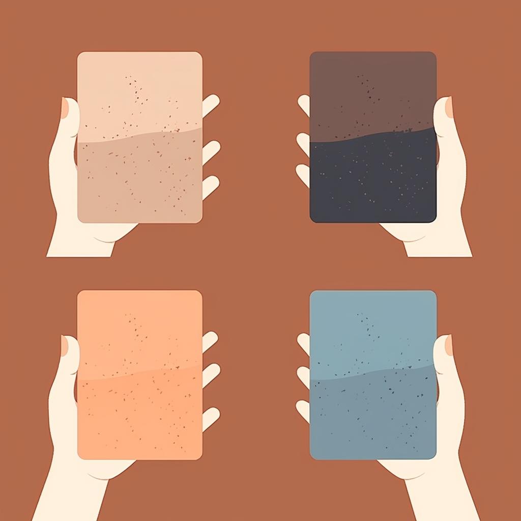 Hands holding different types of sandpaper