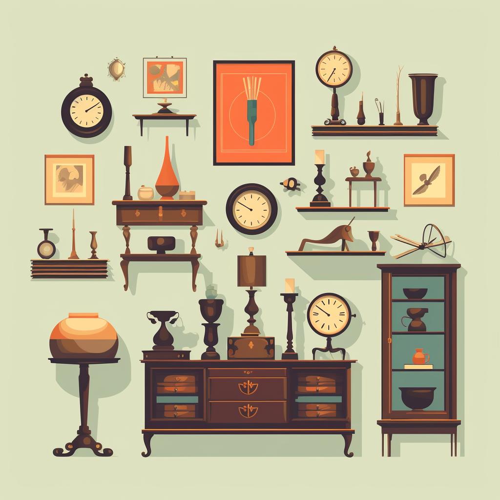 Antique items arranged in a corner